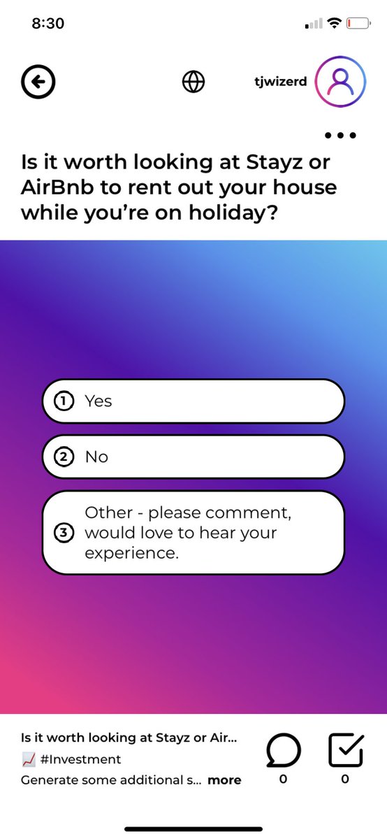 Wizerlife's tweet photo. Is it worth looking at Stayz or AirBnb to rent out your house while you’re on holiday? #vote #airbnb #holiday #stayz @AirbnbHelp @StayzAU #finance #money #help #holiday #investment @barefootinvestr #investment @YahooFinance @ftmoney https://t.co/thB8o3J28A