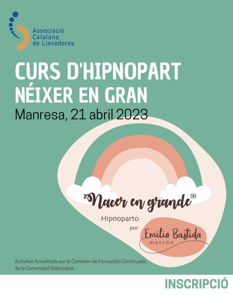 #HIPNOPART. Néixer en gran

📆 21 d’ABRIL 2023 
📍 EspaiCaixa Francesc d’Assís – Manresa

Docent: Emilio Bastida

És una metodologia creada i registrada basada en tècniques #ericksionanas, PNL, #hypnobirthing i la seva experiència professional.

#formació #llevadores #naixement