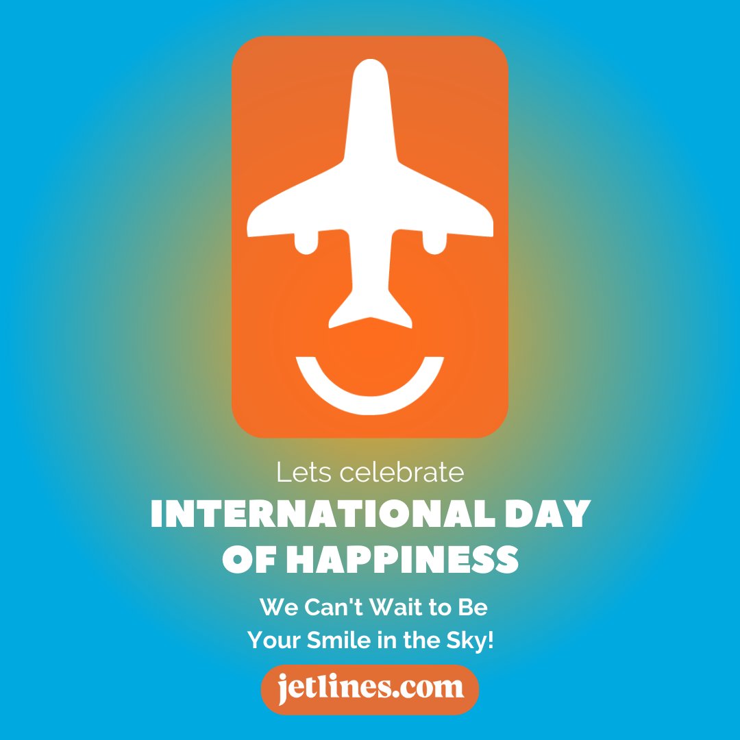 We can't wait to be your smile in the sky today and every #internationaldayofhappiness 🙂✈️

#CanadaJetlines #Jetlines #HappinessDay #TravelTogether #HappyTravel