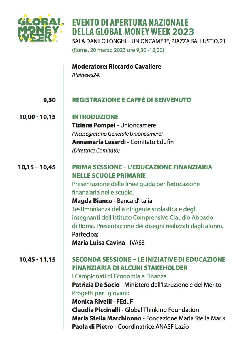 feduf_'s tweet photo. Con l’appuntamento di oggi, prende avvio la 10^ edizione della #GlobalMoneyWeek, dal tema “Gestisci il tuo denaro, semina il tuo futuro”.

Nel corso dell’evento, tanti ospiti d’eccezione, quali la @Dr_AnnaLusardi. Ad attenderti, anche noi della #FEduF.

#OCSE @ITAedufin https://t.co/pCF4vqyFu4