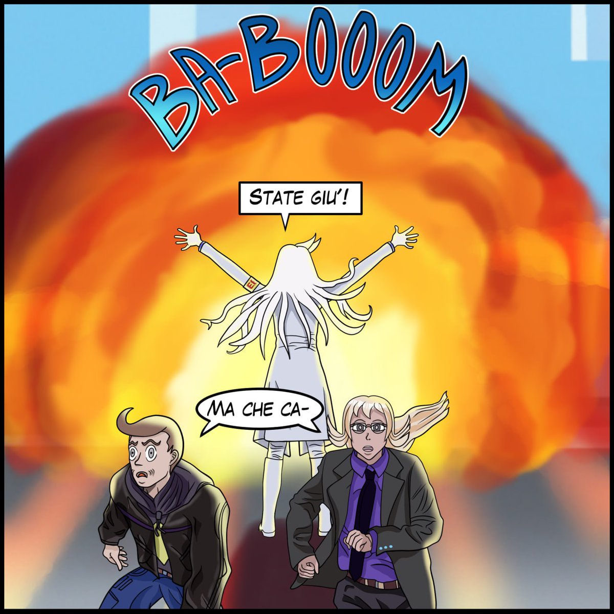 svenexx's tweet photo. Settimo appuntamento con 720°
Esplosioni, esplosioni ovunque!
#digitalart #illustration #fanart #oc #art #myart #artedigitale #yonkoma #4koma #comic #fumetto #webcomic #specialforces #guns #disegnodigitale #digitaldrawing #digitalartist #android #cyborg #disegno #shifi #comedy https://t.co/yJFzSIGQMN