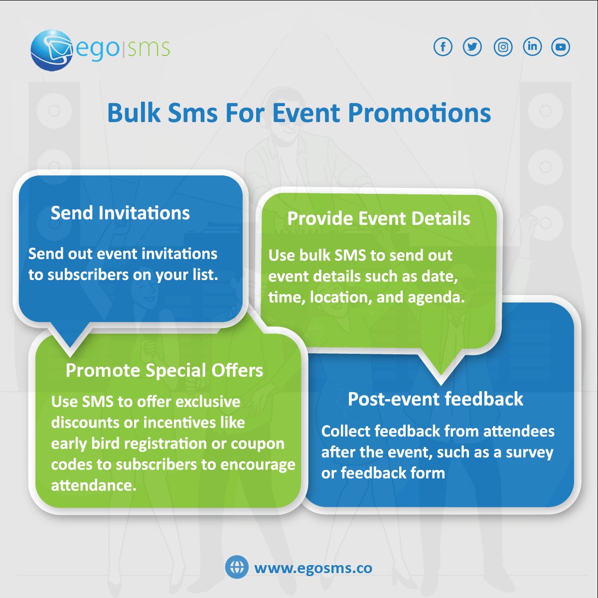 Egosms's tweet image. Maximize your event's success with the power of Bulk SMS.
Keep attendees informed &amp;amp; engaged with event reminders,
offers, &amp;amp; updates sent directly to their phones.
 Sign up now at egosms.co
#bulksms #eventpromotion #egosms