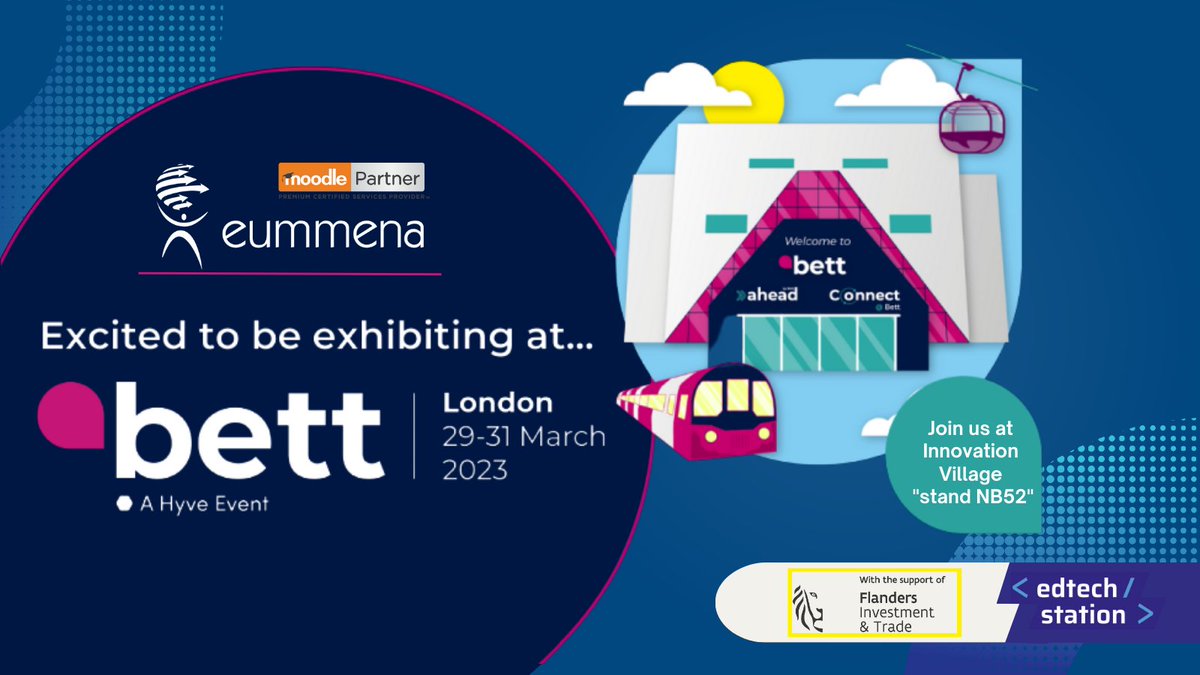 eummena's tweet photo. We are excited to announce that we will be participating at @Bett_show 2023!🎉Join us and discover how Eummena, a leading provider of EdTech solutions, can help transform your online learning experience! #BettShow2023 #EdTech #onlinelearning #Belgium #EdTechStation https://t.co/NKUfTRC6WP