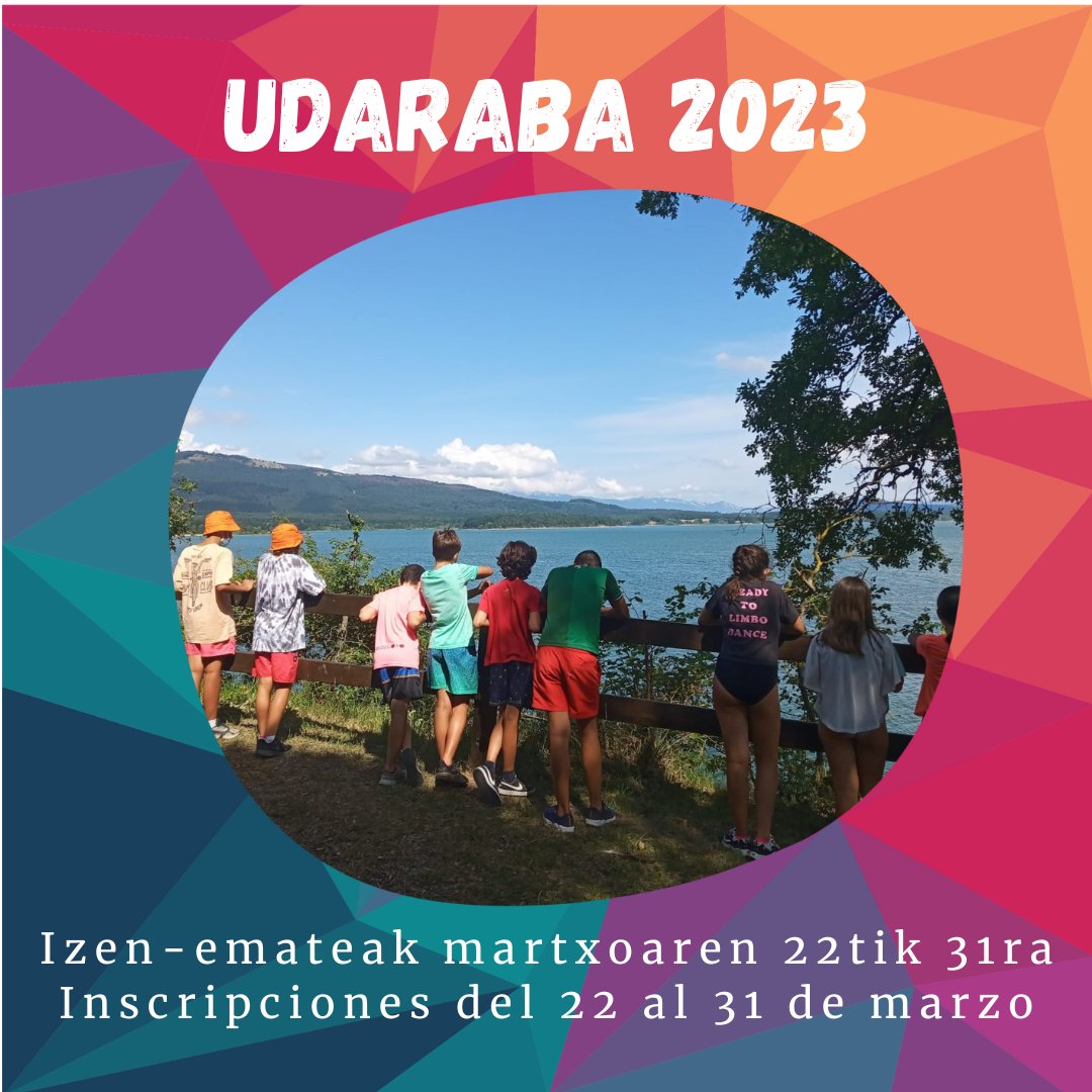 InfoGaztea's tweet photo. 🤸♀️#UDARABA 2023🤸
💻Izen-emateak martxoaren 22tik 31ra. 🔗https://t.co/gpFlnrNClY
💻Inscripciones del 22 al 31 de marzo🔗https://t.co/Ih15Tgab6N
#DFAlava #ocio #aisia #gazteak #jovenes #udalekuak #gaztebidaiak https://t.co/M8IYi4Cj3V