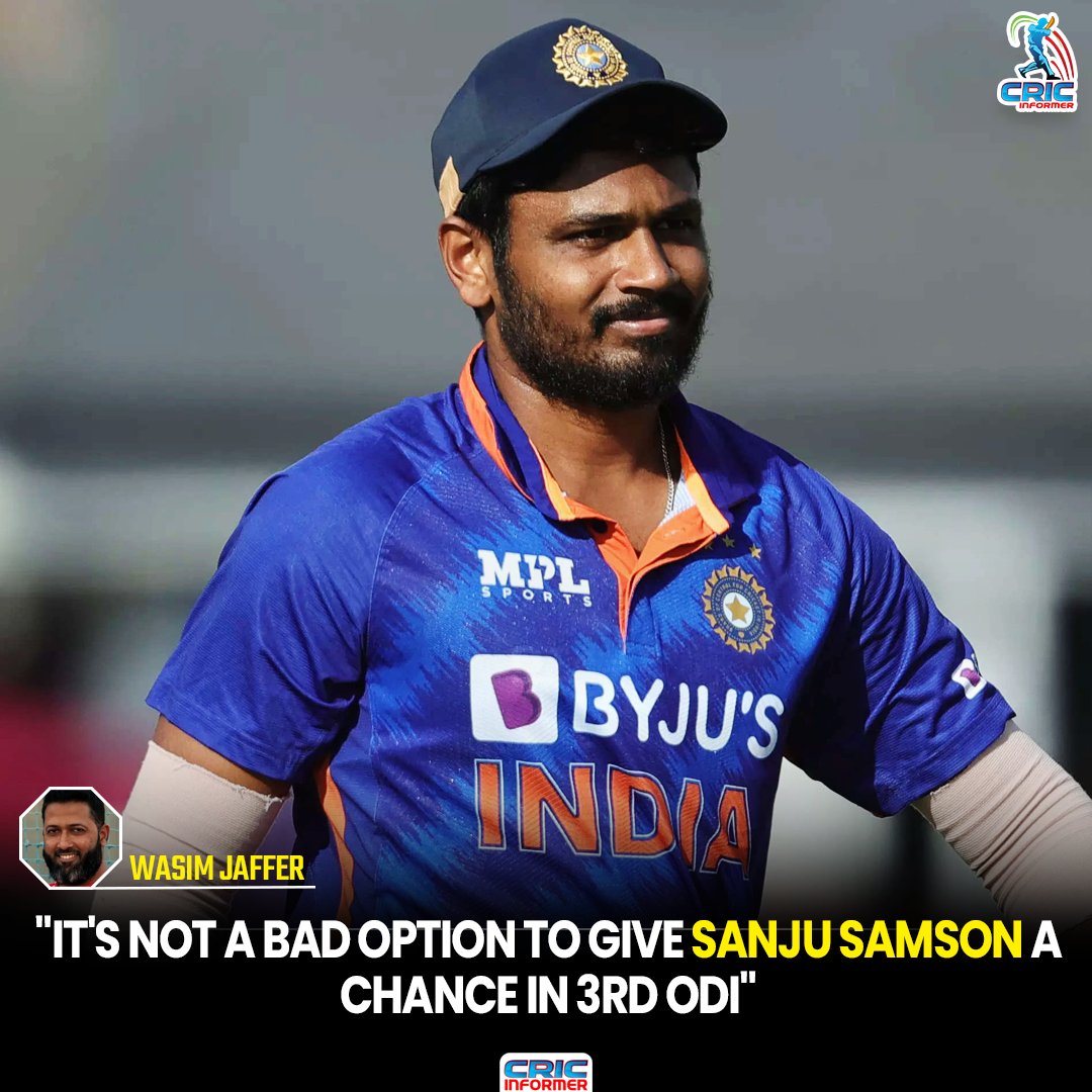 CricInformer's tweet photo. It's not a bad decision to give Sanju Samson a chance in 3rd ODI.

#TeamIndia #INDvsAUS #Australia #Cricket #cricketnews #CricketTwitter #sports #news #sportsnews #cricketfans #SanjuSamson https://t.co/hEqsOPOl0E