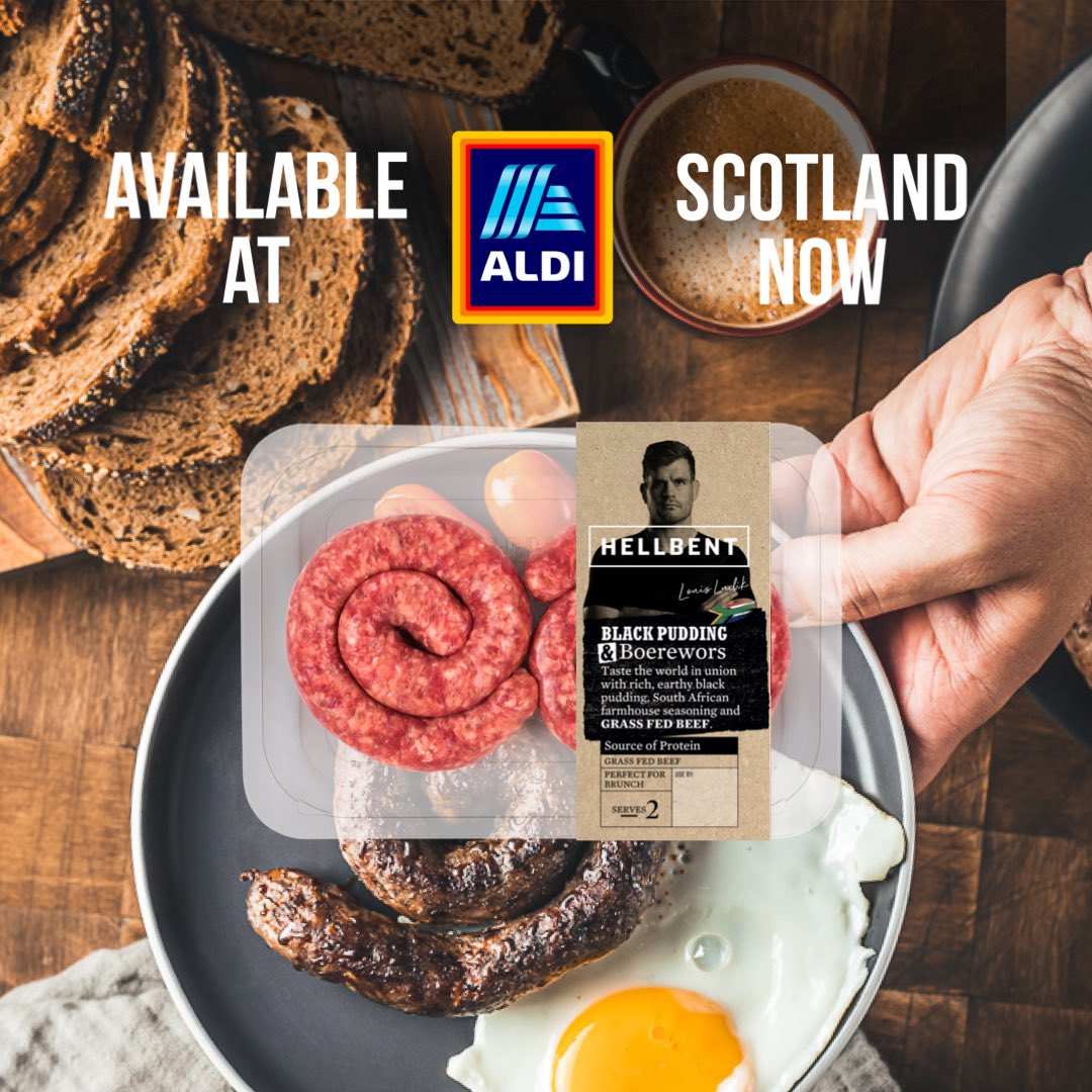 Celebrate the culture collision of Irish and South African cuisine with Hellbent's black pudding and boerewors sausages, now available in all Aldi Scotland stores! Taste the fusion of flavors and indulge in the unique blend of our heritage. #Hellbent #FoodFusion #CultureCollision