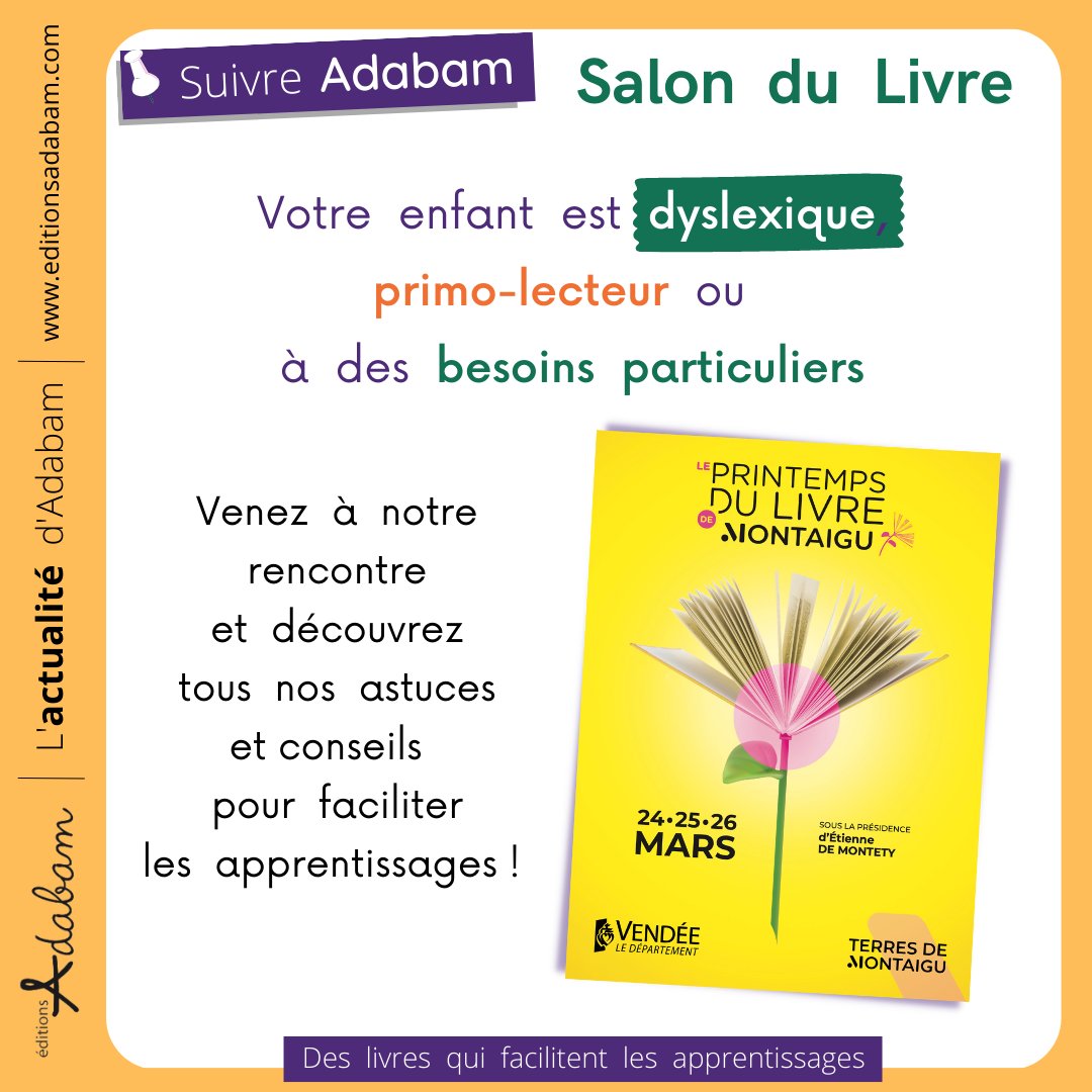 Prochaine rencontre avec #adabam. 3 jours intenses nous attendent, 3 jours pour expliquer notre travail et partager astuces et conseils...
#dyslexie #TSLA #iefprimaire #ecole #college #anglais #anglaisfacile #lire #lecture #education #editionjeunesse #pedagogie #handicapinvisible