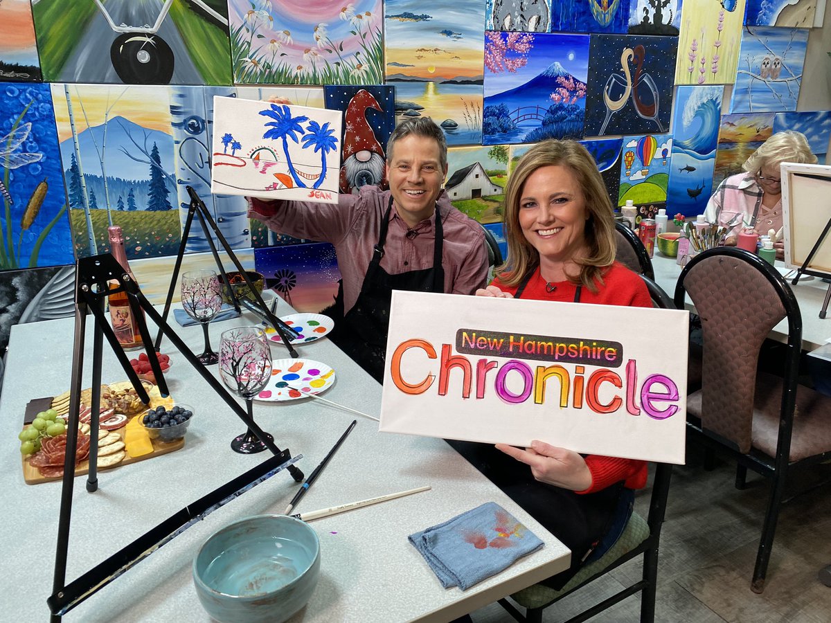 NHChronicle's tweet photo. Grab a smock, we are painting tonight on @NHChronicle. @ArtEscapenh in Laconia offers all kinds of classes for kids and adults. Plus, they have a #splatterroom! @ErinWMUR #wmur via @sean_wmur https://t.co/AzzNesf60r