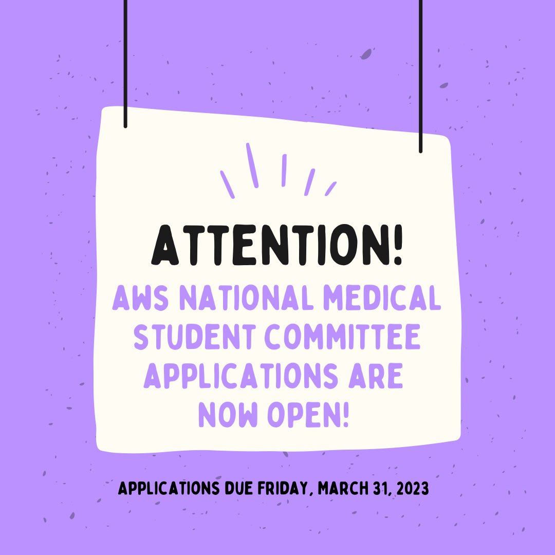 We invite all current medical students and IMGs taking a (mandatory) gap year to apply for a position on the Association of Women Surgeons (AWS) National Medical Student Committee! 

docs.google.com/forms/d/e/1FAI…