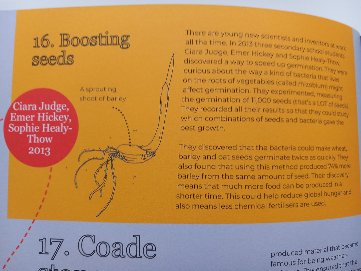Bright Sparks: Amazing Discoveries, Inventions &amp; Designs by Women by <a href="/owenodoherty/">Owen O'Doherty</a>. Packed with fascinating facts by many forgotten women! 50 inventions explained &amp; illustrated by Owen! Age 7+. Two of the inventors were age 12/13! Some of those features are Irish! Excellent book!