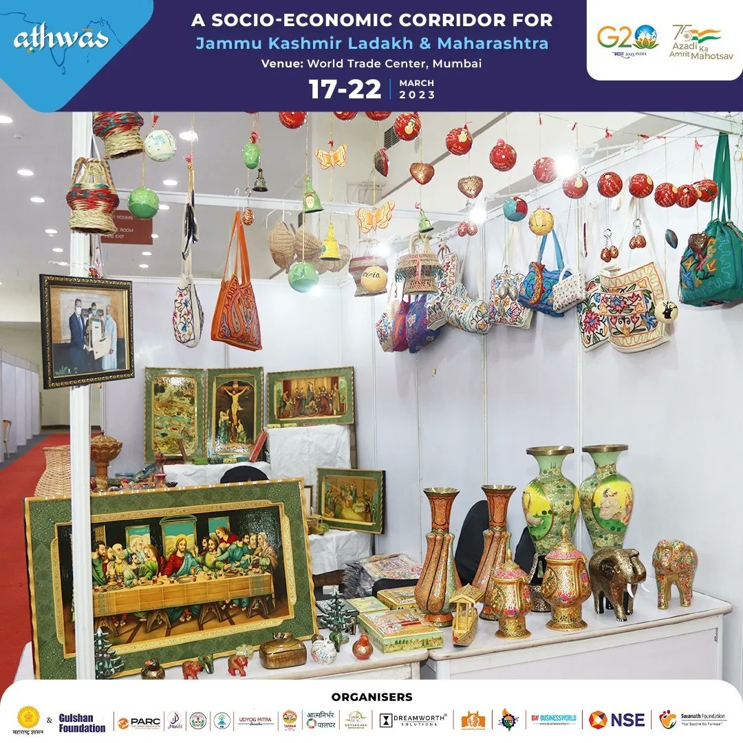AthwasIndia's tweet photo. Grab exquisite handicrafts, wooden carvings, and more from J&amp;K at the World Trade Center, Mumbai till 22nd March 2023.

#athwas #athwasindia #jammukashmir #ladakh #event #socioeconomic #mumbai #maharashtra #expo #exhibition https://t.co/MYIb1KStpY