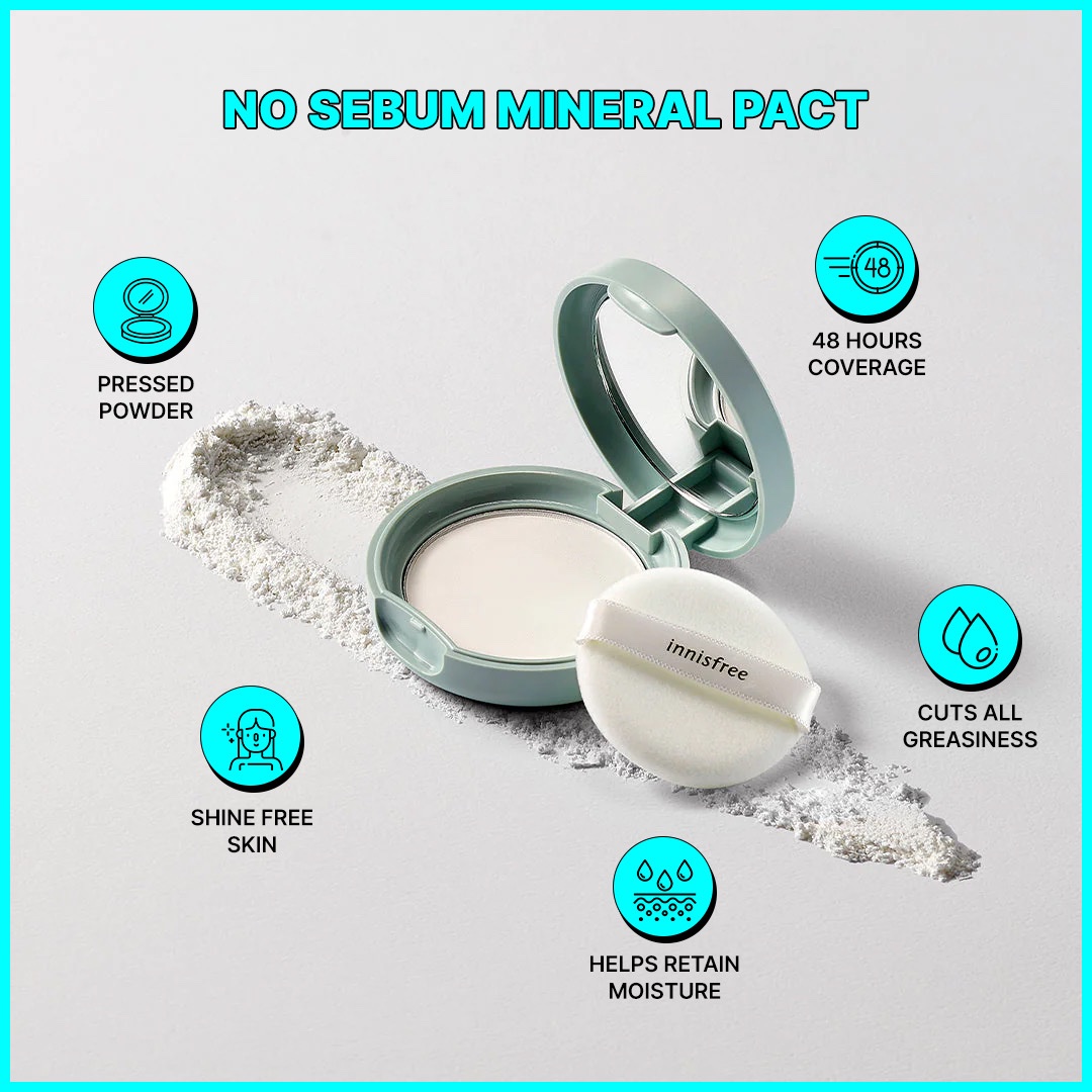 innisfreeindia_'s tweet photo. Set about your day with a #matte look only with the #NoSebumMineralPact, a pressed-powder revealing soft and shine-free skin.💚💙

#innisfree #innisfreeindia #kbeauty #mineralpact #matte #mattefinish #nosebum #mild #blemishscarcare #cleanproduct #pressedpowder #shinefree https://t.co/5ukUj5UhBC
