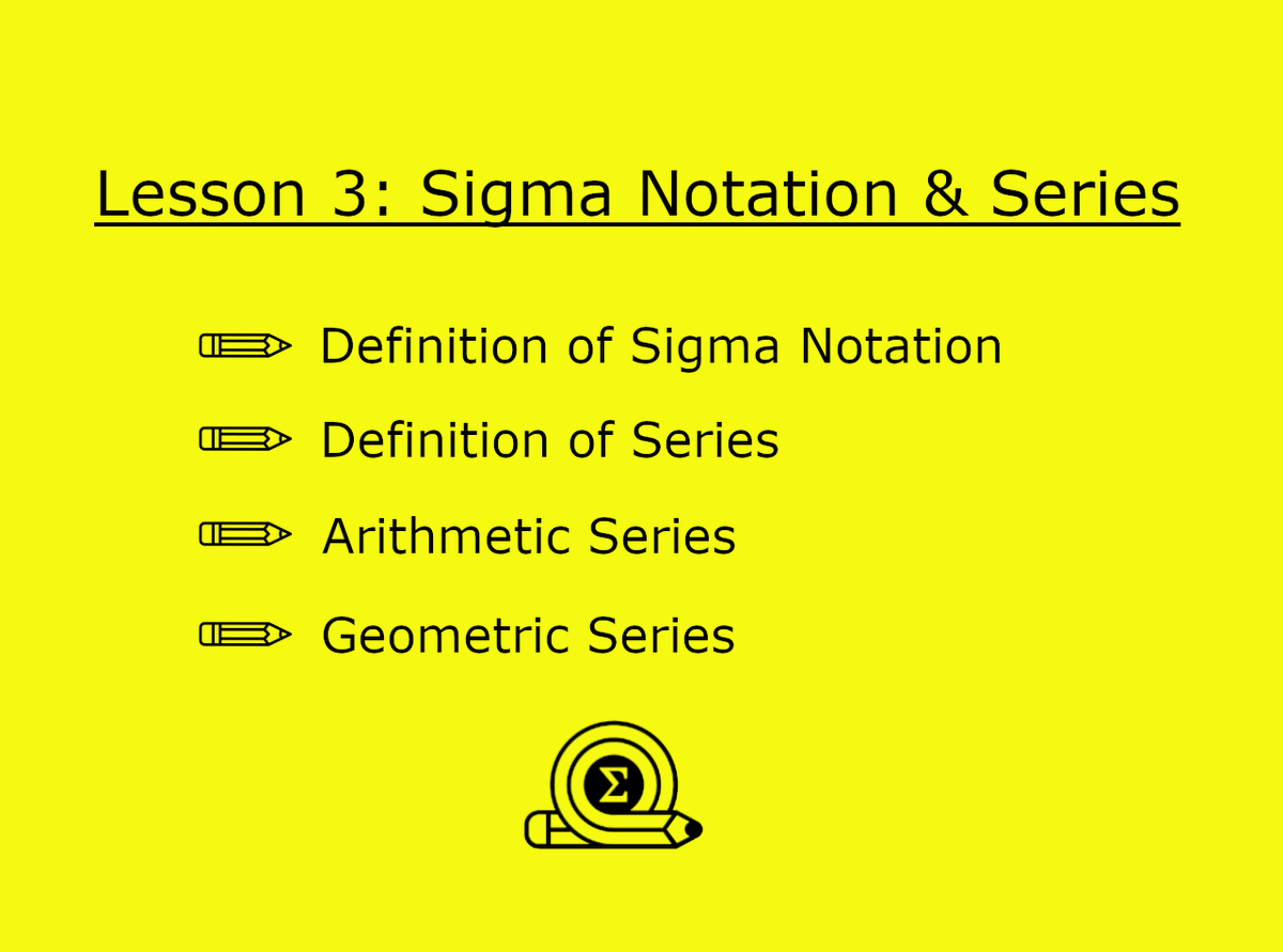 mathsformatrics's tweet photo. Watch Lesson 3 on Sigma Notation and Series
https://t.co/OrL98WOZuR
This video is HD ready. Crank up the quality if you want a clearer view. π
#MathsforMatrics #Grade12 #Mathematics #MatricMaths #SigmaNotaion #Series https://t.co/d7wxi8zkk5