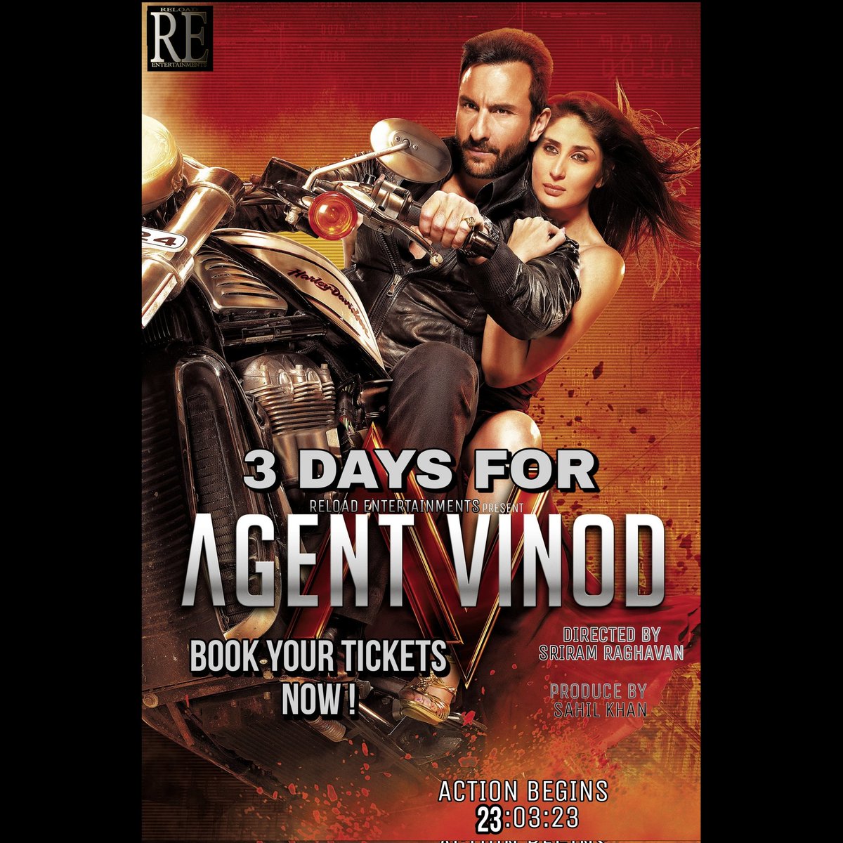 3 Days to go For #AgentVinod 🔥
.
.
.Celebrate #AgentVinod with #RE only on this 23rd of March 2023
in Cinemas near you.
.
.#SaifAliKhan @kareenakapoorkhan   
#SriramRaghavan