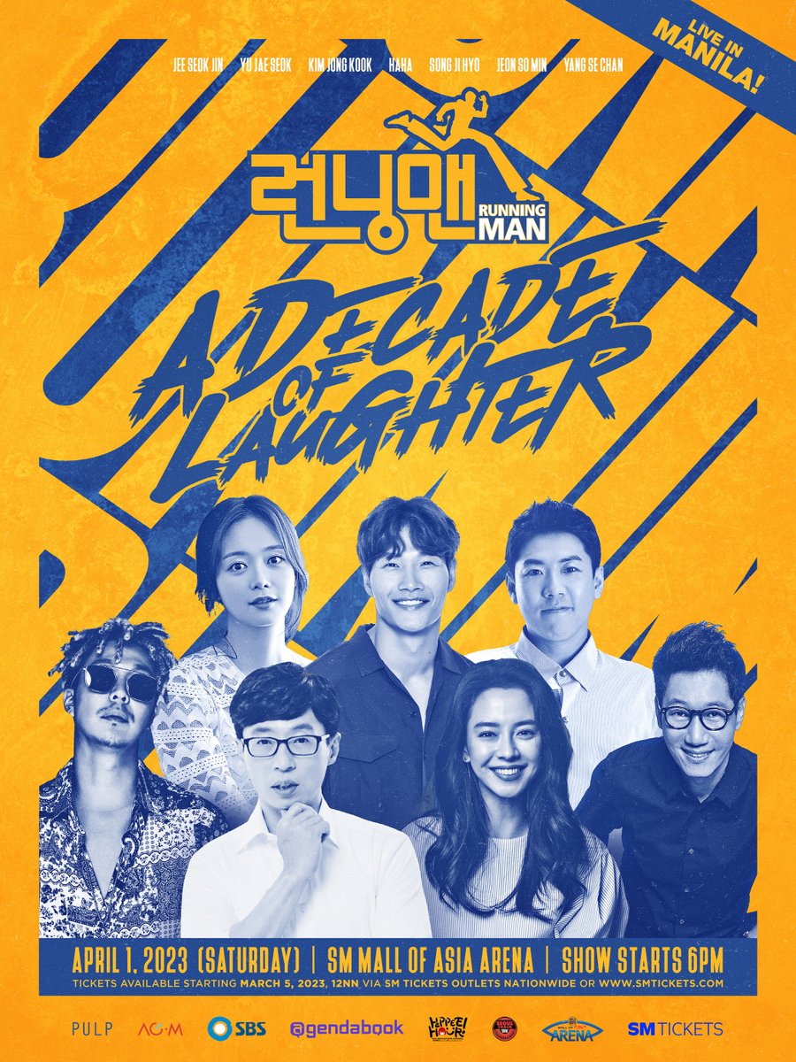 SBSNOW's tweet photo. <런닝맨> 해외 팬미팅이 진행됩니다💙
4월 1일, 필리핀 마닐라에서 만나요🙂

#RUNNINGMANinManila A Decade of Laughter will happen this April 1, 2023 at the SM Mall of Asia Arena.

#RUNNINGMAN #DecadeofLaughter2023 #런닝맨 
#유재석 #지석진 #김종국 #하하
#송지효 #전소민 #양세찬 https://t.co/u7ewsySYP6