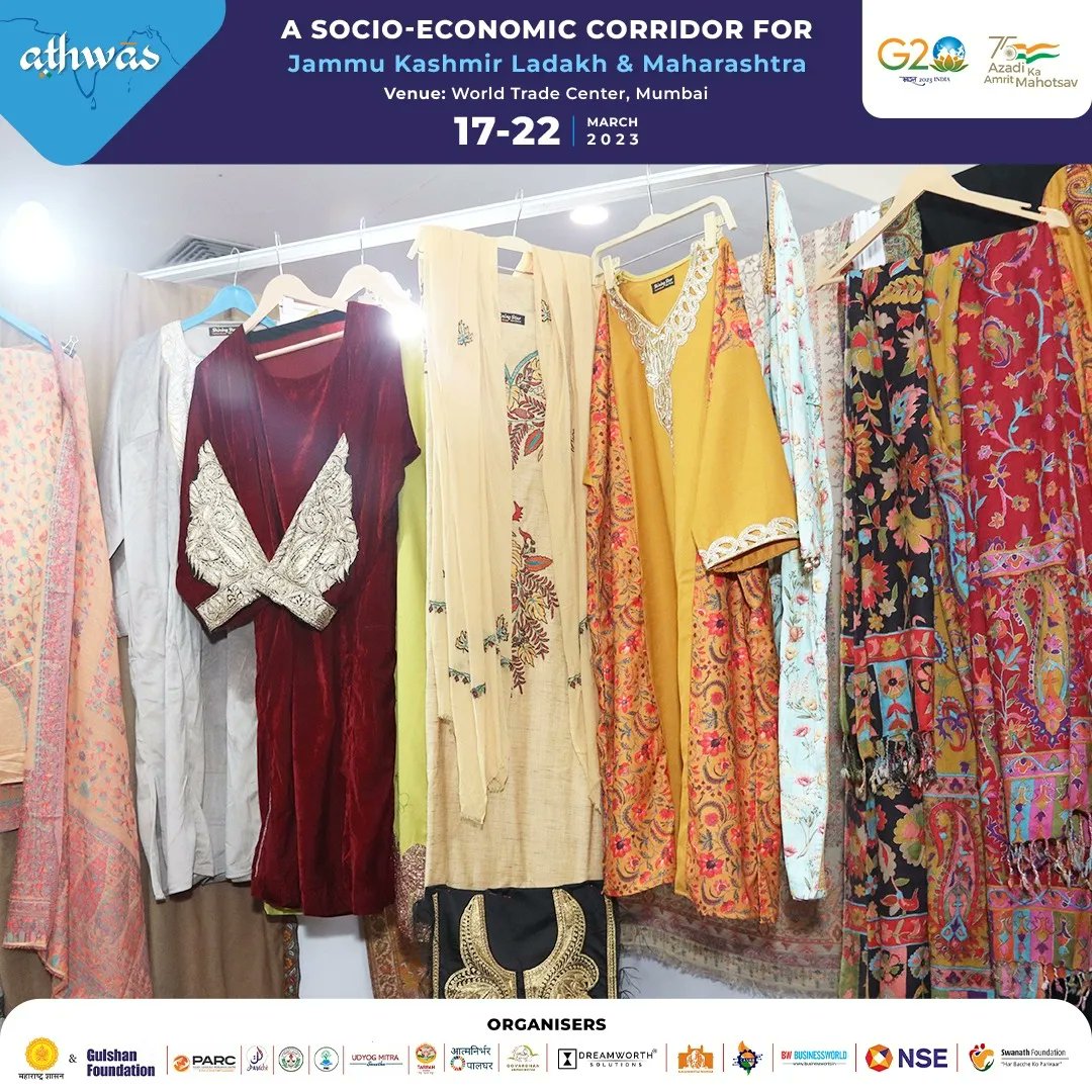 AthwasIndia's tweet photo. Level up your fashion style by purchasing an impressive range of clothing and jewelry from J&amp;K at the World Trade Center, Mumbai till 22nd March 2023.

#athwas #athwasindia #jammukashmir #ladakh #event #socioeconomic #mumbai #maharashtra #expo #exhibition https://t.co/mNaeSrsCqD