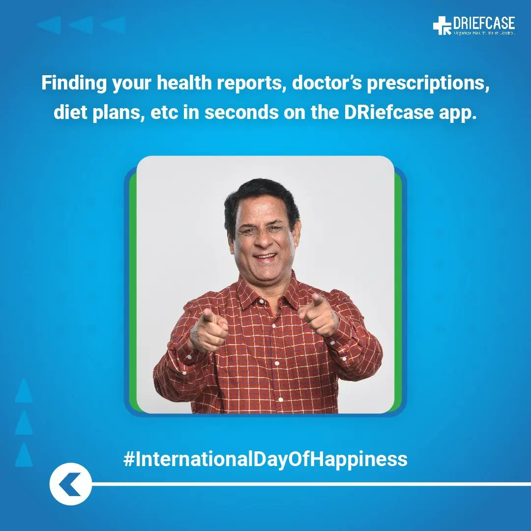 DRiefcase's tweet photo. This #WorldHappinessDay, say goodbye to old paper medical records and switch to a more organized way of maintaining your family’s medical records digitally. Be Organized, Be Happy!

#Driefcase #ReportKoReportKaro #Happiness #MedicalRecords https://t.co/NY5ldl2Hko