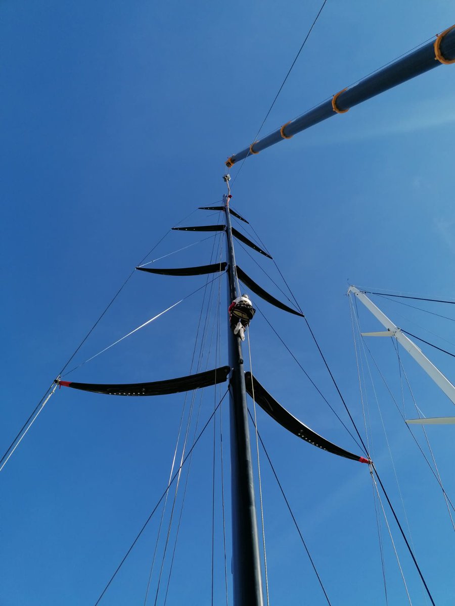 RSBRigging's tweet photo. Many of the Wally fleet are also getting into gear approaching the end of March. Galeteia's rig is back in...stepped whilst on the hard last week.

We are so lucky to be enjoying some warm early spring days!

#wallyyachts #galeteia #rigstep #rigginginpalma #worldsbestyachtriggers https://t.co/cB3rhta4Rn