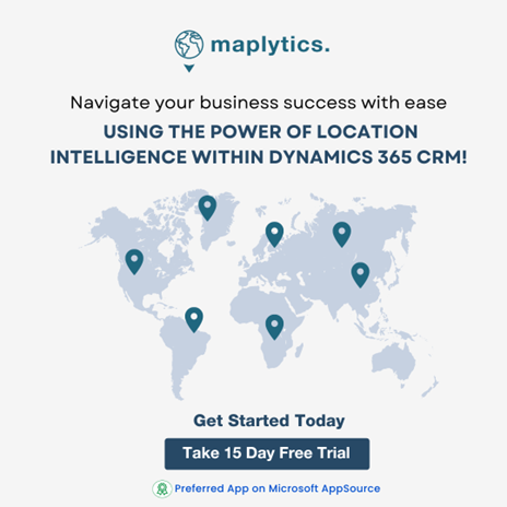 Powerthon's tweet image. Location Intelligence within Dynamics 365 CRM with @Maplytics!
Try today – maplytics.com
#D365CRM #TerritoryManagement #RadiusSearch #AppointmentPlanning @inogic