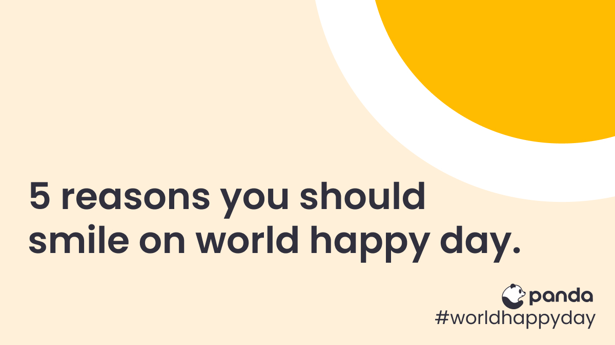 octoberhealth's tweet photo. 1. Smiling boosts your mood.
2. Smiling is contagious.
3. Smiling Improves health.
4. Smiling strengths relationships
5. Smiling is free.
Download the app today and start your journey towards a happier, healthier you! -get.joinpanda.com #worldhappyday #joinpanda #smilewithpanda https://t.co/ttw6knGmFN