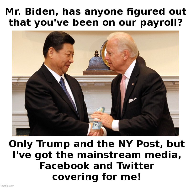 Czesc47's tweet photo. Do you know who is running our country? 
Biden is not in charge. 
Our fight is against a three of the most powerful evil entities, Obama, Soros and the Chinese Communist Party. 

But the real power, the boss of bosses is China and the Chinese Communist Party. 
Everyone is taking orders from China and the CCP. 
China bribes all the politicians in America and around the world with billions in offshore bank accounts. China owns Biden and his family. China owns virtually the entire leadership of the Democratic Party and quite a few establishment RINO Republicans, too.
Most important question is how do we fight against them? 
How do we save America?
We must become the loud in your face majority. 
We must become warriors.
Fight like our lives and freedom depend on it ...
Because they do.
No more Silent Majority. 

America needs President Trump in the White House. 

Biden and radical Democrats must be held accountable and prosecuted for their crimes against the American people. Prison.