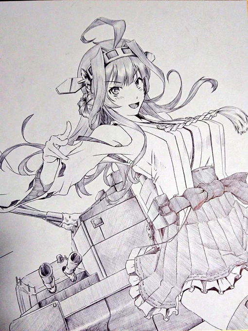 過去に描かせていただいた色紙の金剛型改二 #既掲でもいいのでとにかく金剛型を貼ろう 