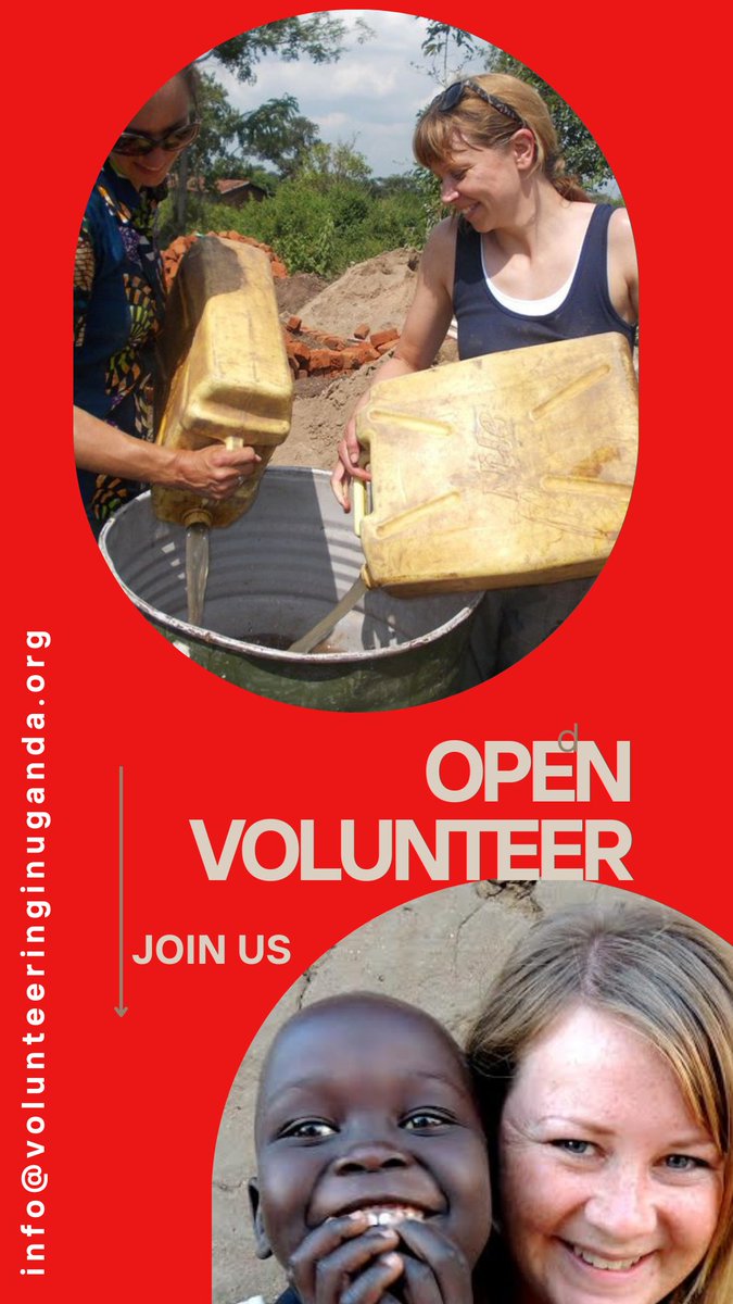We are looking for volunteers to join any of our volunteer programs. 
🔥Healthcare and medical
🔥Education/teaching 
🔥Childcare/Orphanage 
🔥Water and Sanitation
🔥Environmental Conservation
📧 info@volunteeringinuganda.org
☎️+256 760510232 | +256 754806809 #volunteerinafrica