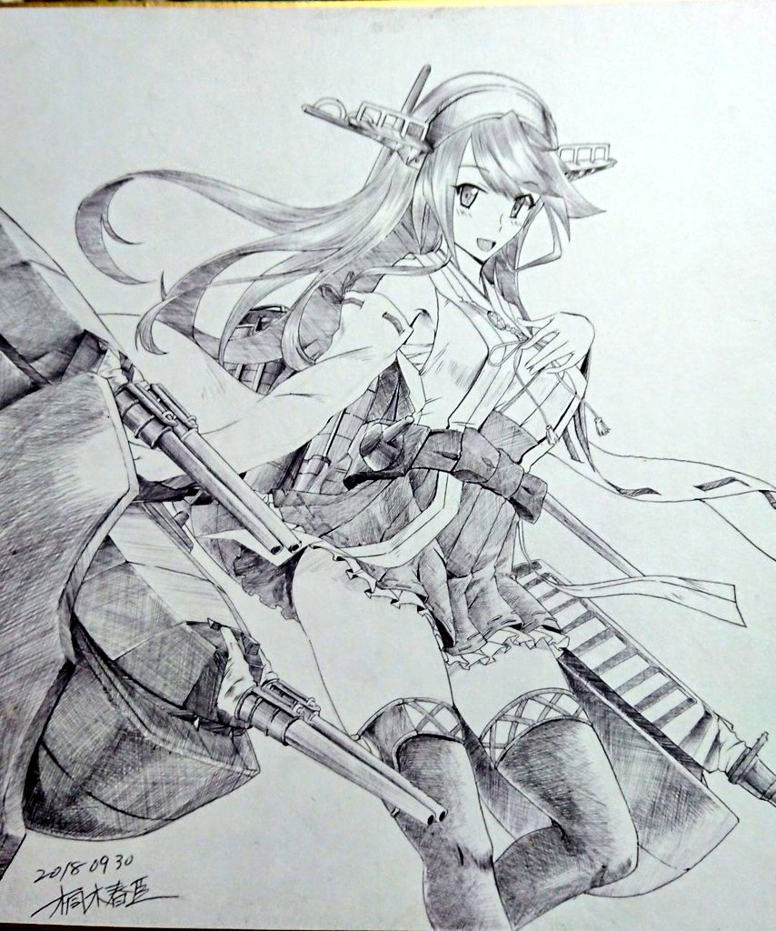 過去に描かせていただいた色紙の金剛型改二 #既掲でもいいのでとにかく金剛型を貼ろう 