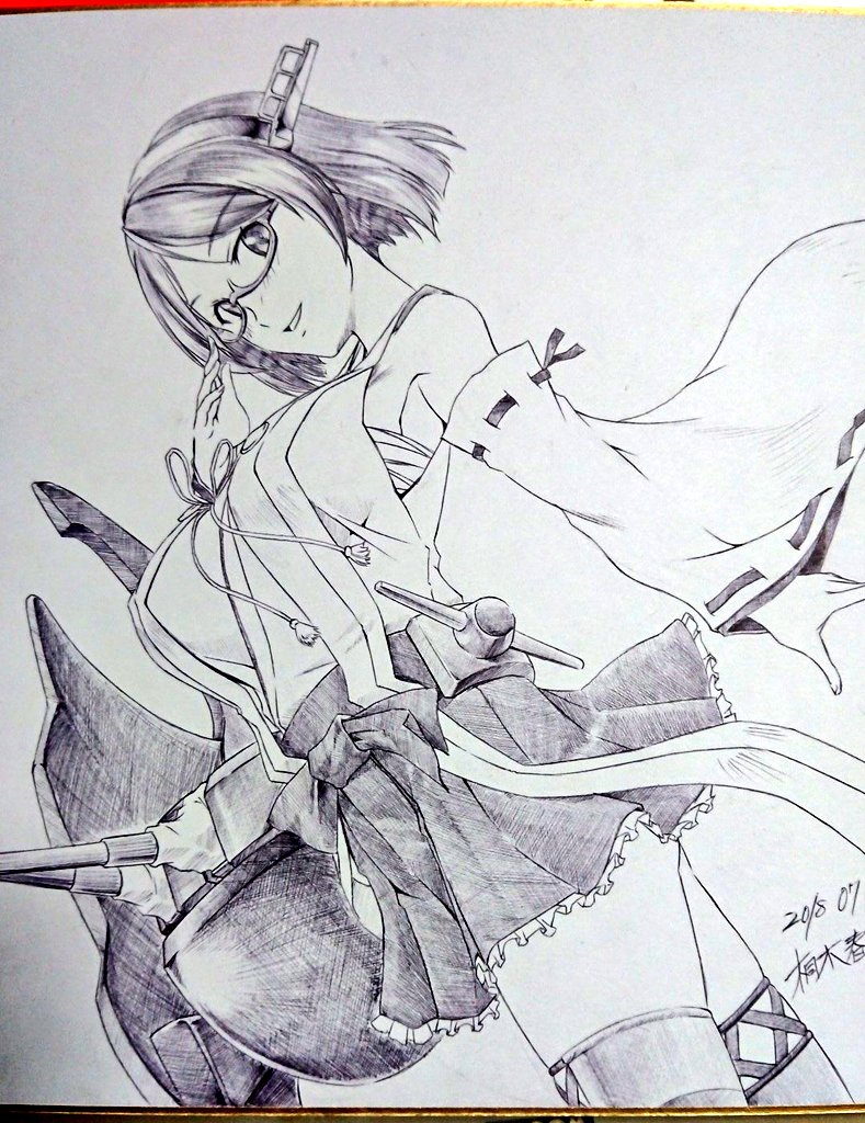 過去に描かせていただいた色紙の金剛型改二 #既掲でもいいのでとにかく金剛型を貼ろう 