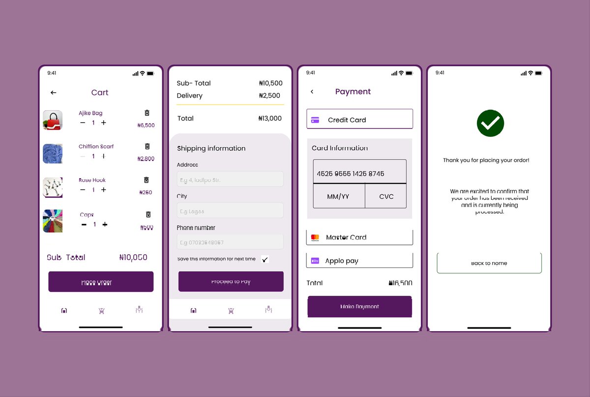FatimahJadesola's tweet image. In a bid to get better with my #uidesign , I designed few screens of an e-commerce app, using @Onifaari_Brand , an online vendor &apos;s product description.

I would like to receive feedbacks and suggestions on how to improve.
@theyasmeeniah
@smartofux @ThebestIbrahim   #uxcommunity