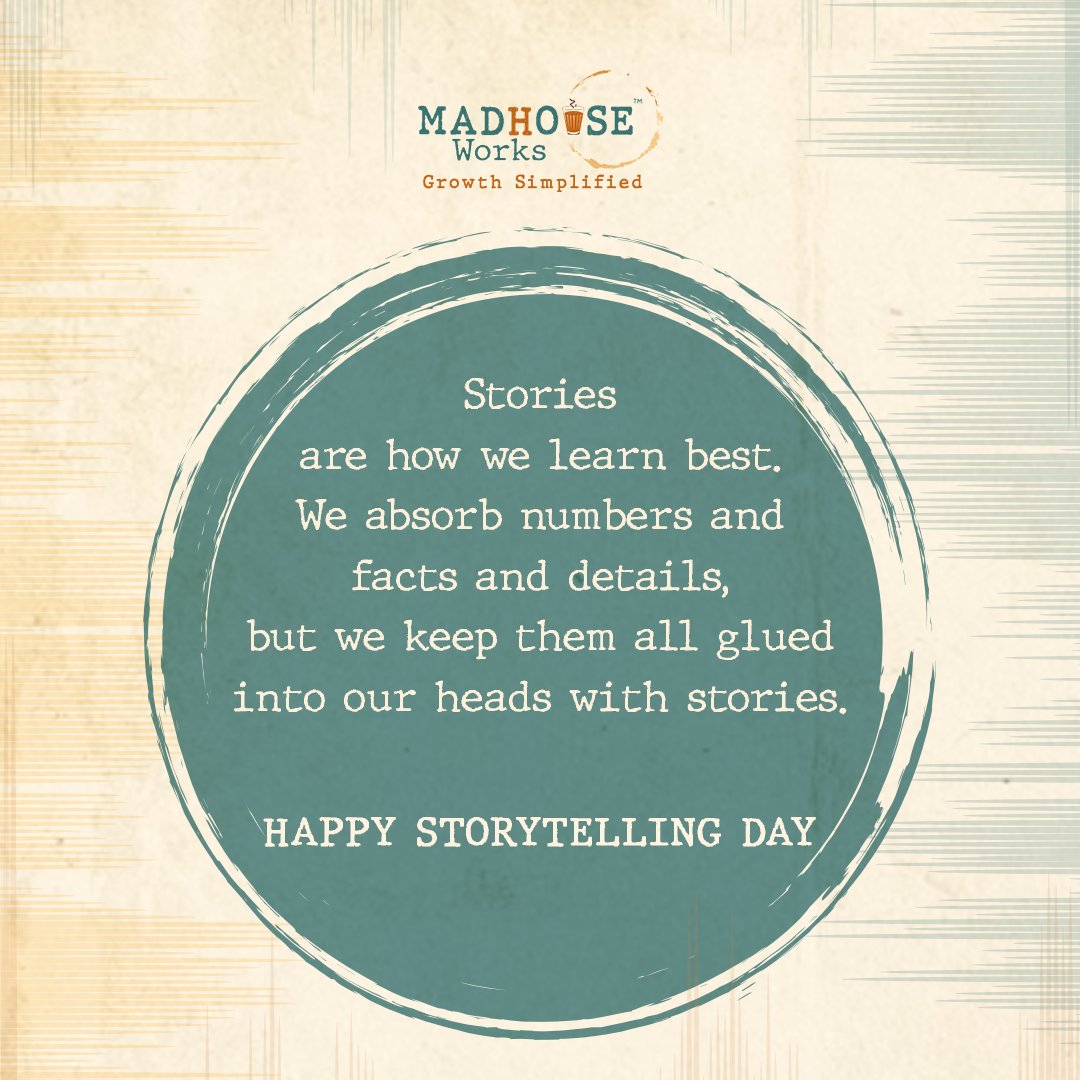 MadhouseWorks's tweet photo. When you begin to talk in stories, your black-and-white words turn into color. Your drab requests turn into a mission. And once that happens, #Stories become the single most powerful weapon in your arsenal. 
#storytellingday #makingadifferencetogether #madhouseworks https://t.co/tT2AHYWGxH