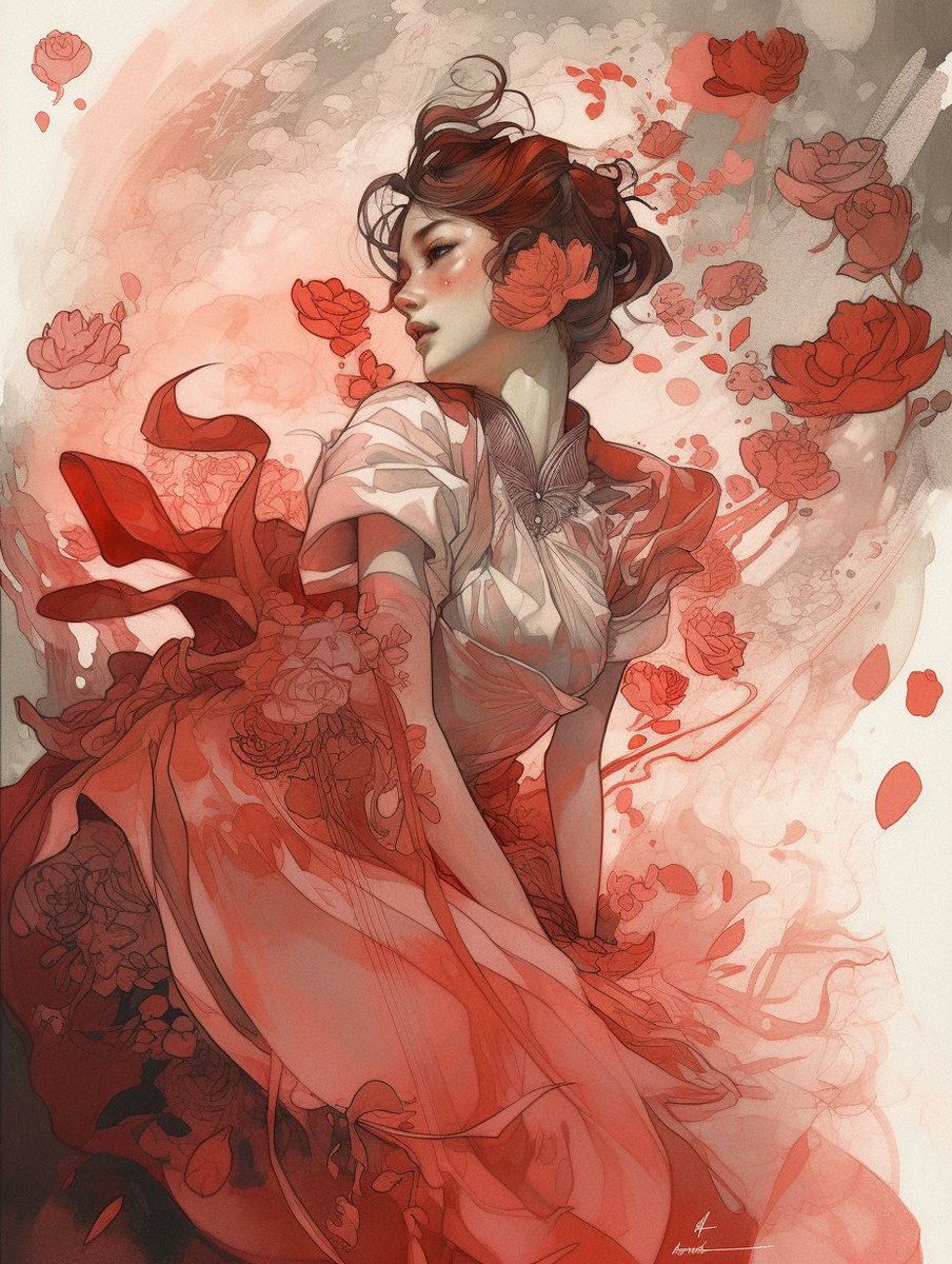 Mahjong_Knight's tweet photo. The red rose. 
#midjourney5 #AIart https://t.co/lHXJnPcJoA