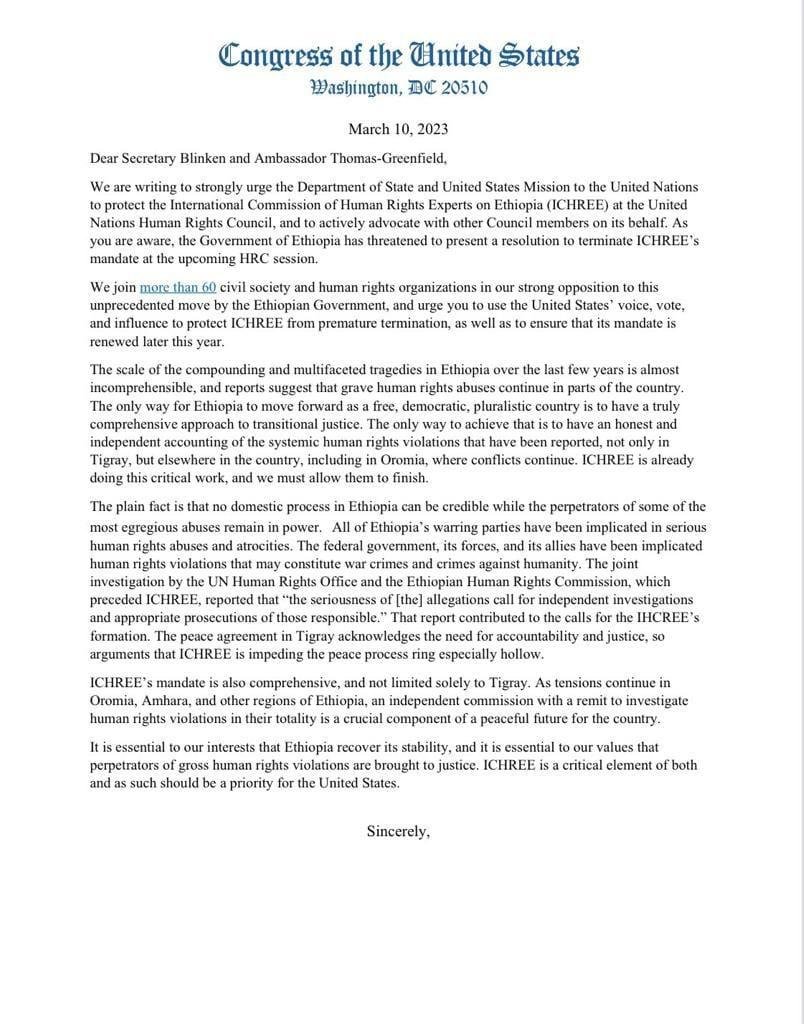 RAbdiAnalyst's tweet photo. US Congress joins over 60 human rights bodies demanding US to protect UN Expert Panel probe into war crimes and crimes against humanity (ICHREE)

Ethiopia is mobilising international community to end UN probe. https://t.co/g1AElxddvQ