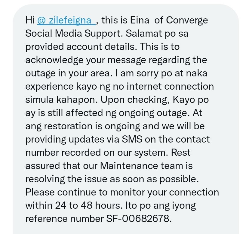 2023 na @Converge_CSU Kaya pa ba??? More than 48hrs of outage in Imus, Cavite...ubos na ubos na pasensya ko kakacheck kung may connection na. This is so much of an inconvenience sa work ko! Don't ask me to DM you as a response. Pls fix it ASAP!!!!
