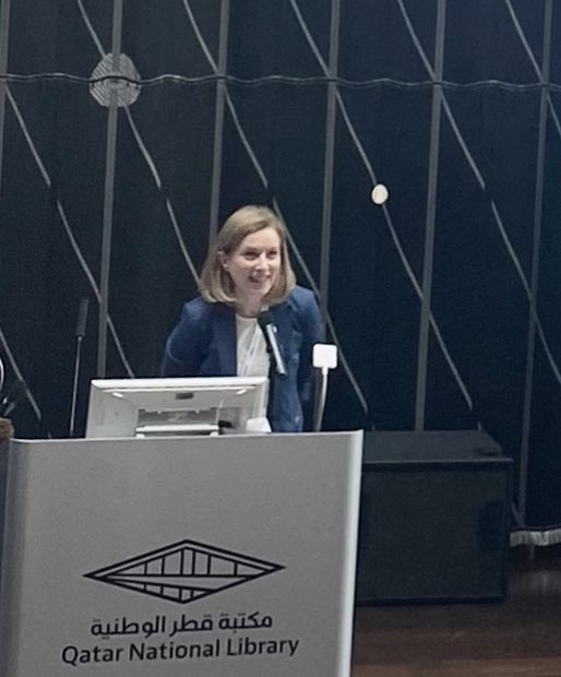 LettheWorldread's tweet photo. @Madeinsw2 presenting at the Libraries Lead forum 2023 on Cultural Diplomacy and Guinness World Record #librarian #guinnessworldrecord #qnl #mia #qma #qatar https://t.co/I3MkjroHiA