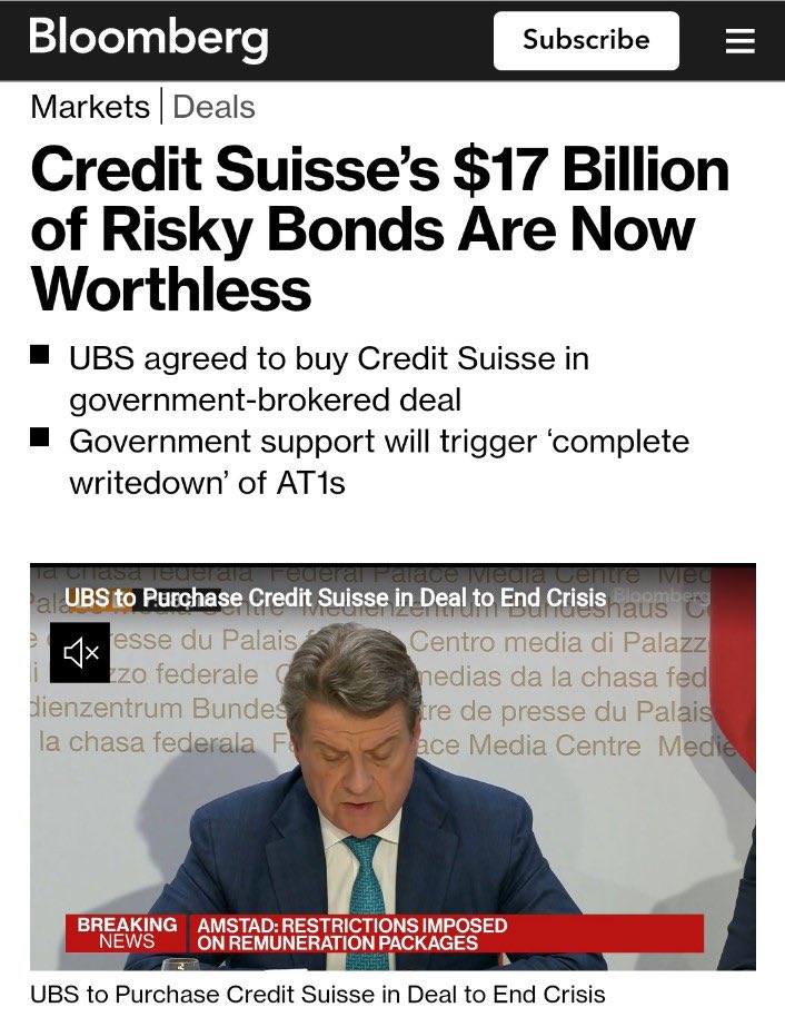 MajorPoonia's tweet photo. In Feb
Credit Suisse stopped accepting Adani bonds
In March
#CreditSuisse bonds are worthless और बैंक ख़ुद कौड़ियों के भाव बिक गया 

And Congress mouthpieces Incl Madam Supriya/Saba/Sanjay Jha were fans of Credit Suisse 😄👇 https://t.co/qRHcyZ5wr2