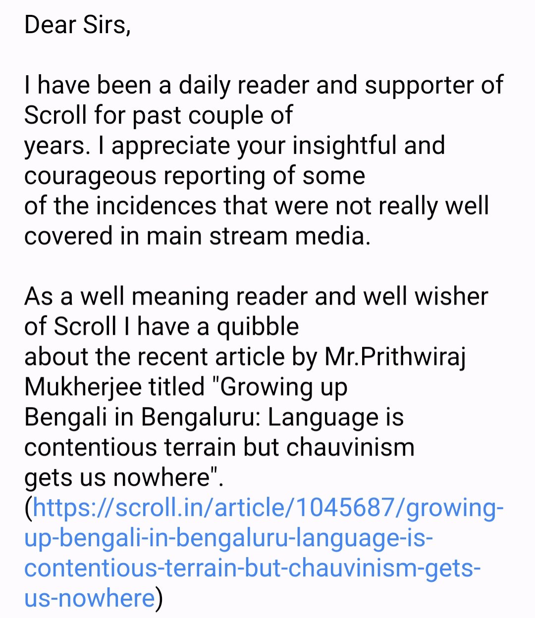 peeleraja on X: Thanks for writing in. Scroll is indeed admirable, which  is why i feel honored to have contributed here. On my part, i welcome  constructive criticism and diverse viewpoints. In