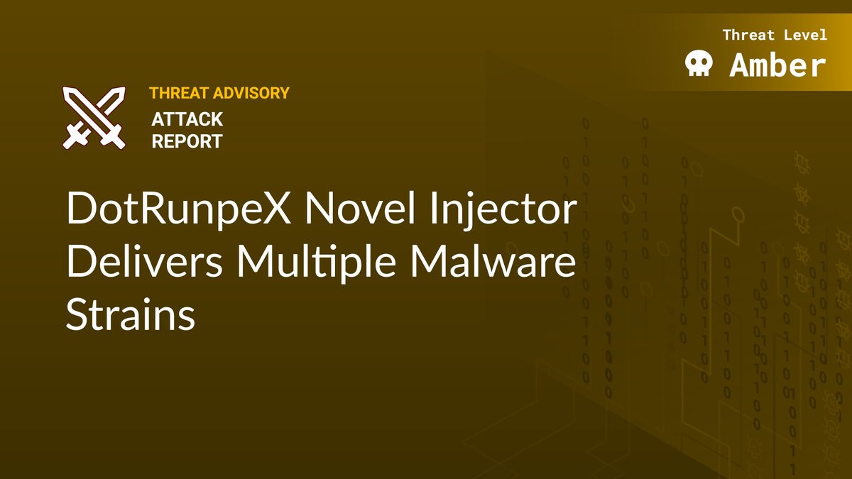 HiveProInc's tweet image. DotRunpeX Novel Injector Delivers Multiple Malware Strains

Read HiveForce Labs&apos; threat advisory: hivepro.com/dotrunpex-nove…

#DotRunpeX #Injector #AgentTesla #ArrowRAT #Malware #ThreatAdvisory #Attack #alert #security #Cybersecurity #ThreatHunting #ThreatIntel #InfoSec #Uni5 #Risk