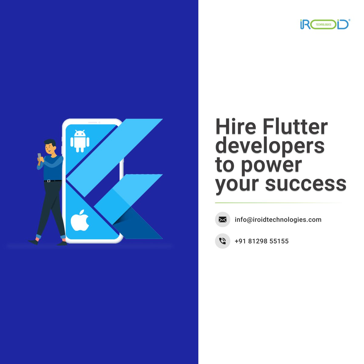 iroidtech's tweet image. Flutter developers at iROID Technologies are dedicated to powering your success. We utilize the latest in Flutter technology to build cross-platform apps that are efficient, reliable, and user-friendly.
Call now : +91 81298 55155
#hireflutterdeveloper #flutterdeveloper