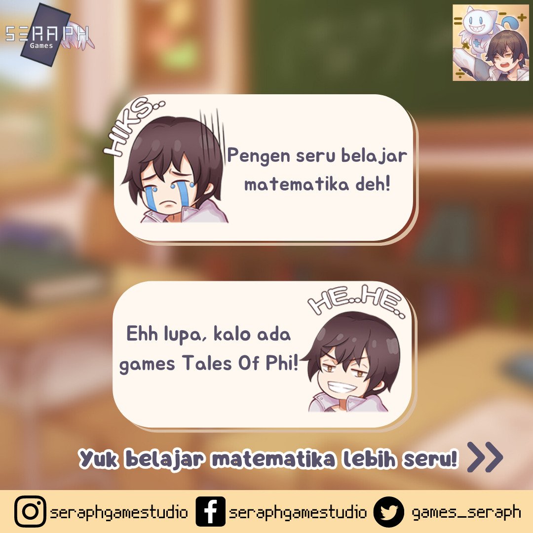 games_seraph's tweet photo. Yuk mainin Tales Of Phi untuk dapetin pengalaman belajar matematika dengan cara yang berbeda dan pastinya bisa bikin kamu happy!
Download sekarang: https://t.co/i8GaTv1la5

#seraphgames #mobilegames #fungames #mathgames #mathland #TalesofPhi #mathmonster https://t.co/iBWYZq6lSJ