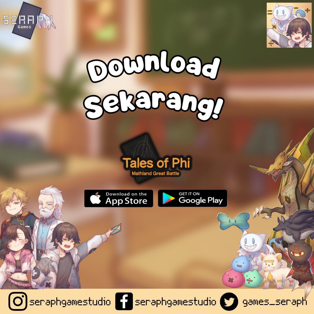 games_seraph's tweet photo. Yuk mainin Tales Of Phi untuk dapetin pengalaman belajar matematika dengan cara yang berbeda dan pastinya bisa bikin kamu happy!
Download sekarang: https://t.co/i8GaTv1la5

#seraphgames #mobilegames #fungames #mathgames #mathland #TalesofPhi #mathmonster https://t.co/iBWYZq6lSJ
