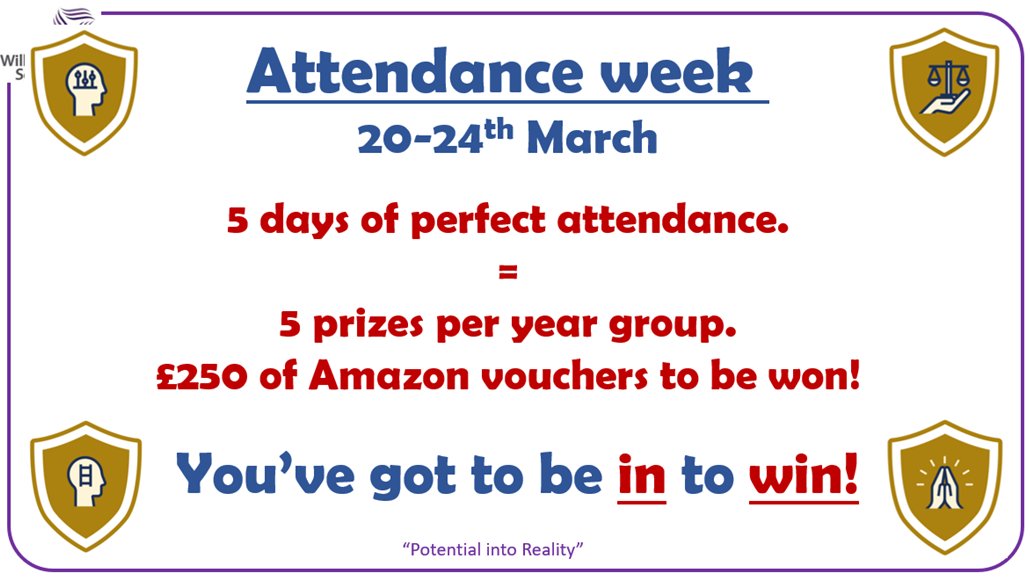 Attendance week... you've got to be in to win! @the_atlp #attendance #intowin #amazonvouchers