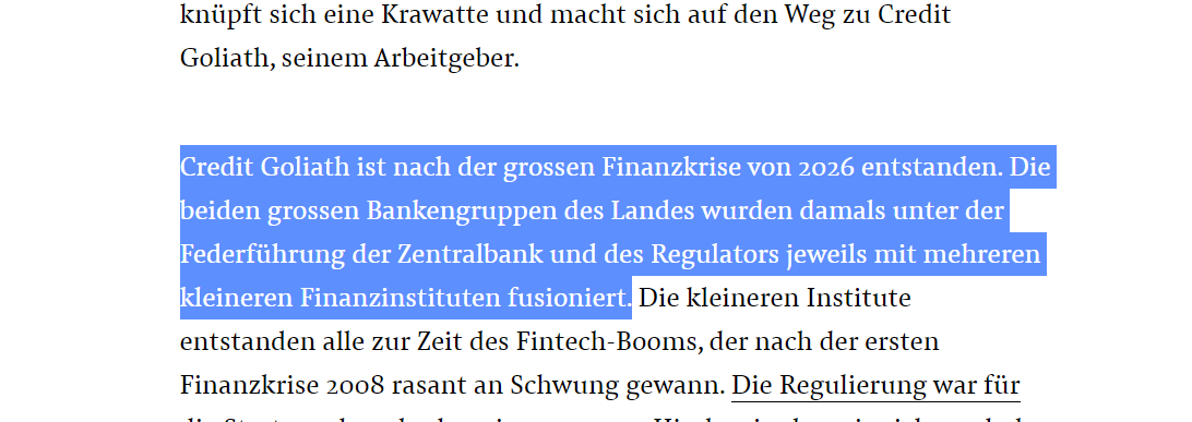 In der <a href="/NZZ/">NZZ</a> vom 26.05.2017 drehte sich eine Doppelseite um die Frage: Wie wird die Finanzwelt in 33 Jahren aussehen?

Das fiktive Szenario wurde damals ziemlich kontrovers diskutiert. Wäre heute wohl nicht mehr der Fall...

nzz.ch/wirtschaft/fin… #CreditSuisse via <a href="/nzzwirtschaft/">NZZ Wirtschaft</a>