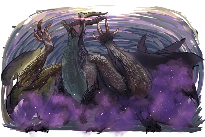 モンハンコラボ(妄想)「ゴア・マガラ」を進化させると「シャガルマガラ」になる。既に「シャガルマガラ」が1体以上いる場合、失敗して「渾沌に呻くゴア・マガラ」になる。 
