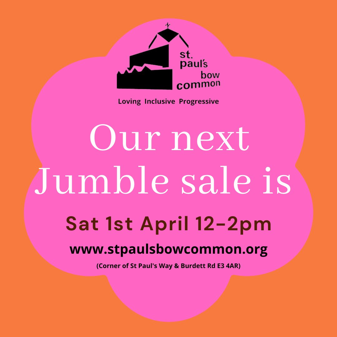 First Jumble Sale date of the year. Save the date. 
#jumblesale #SPBC #welcomein #bargainstobehad #shoplocal #ecofriendlyshopping