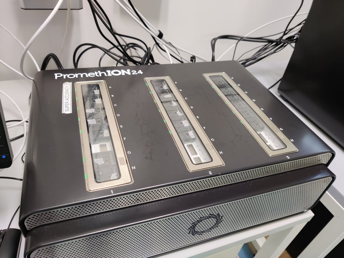 kirk3gaard's tweet photo. People were so eager to get some more epic R10.4.1 data that I had to reschedule our next @nanopore delivery for shipment today. Gotta sequence it all! 🎉#HappyMAPper https://t.co/vf2V9Z13am
