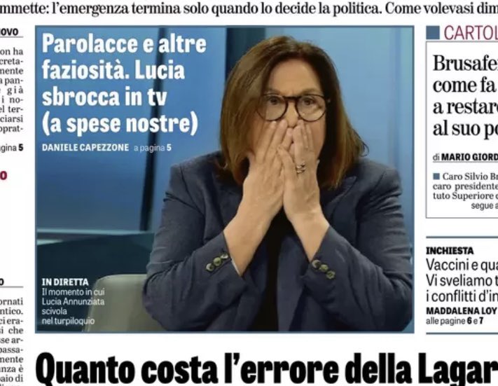 fabiochiusi's tweet photo. Oggi i giornali di destra, sempre pronti a giustificare il politicamente scorretto (loro), insorgono per la “parolaccia” di Annunziata (signora mia!). 

Non si capisce bene se prevalga l’ipocrisia o il ridicolo https://t.co/oZDLxej9DP