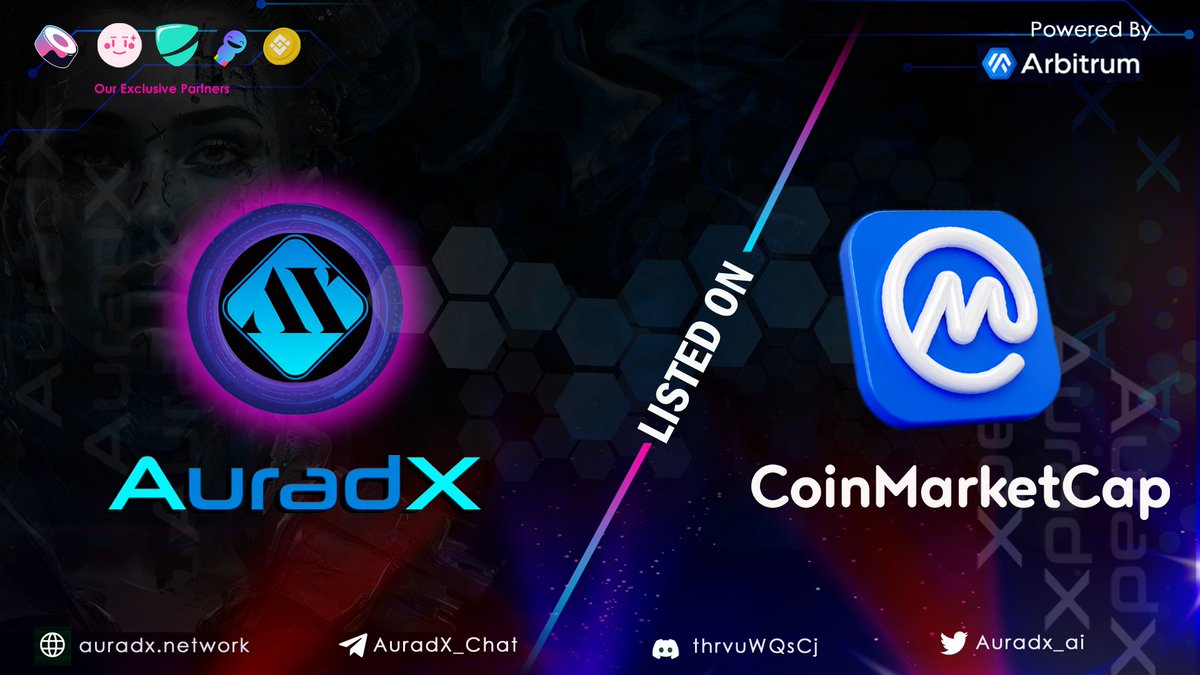 AuradX is officially on Coinmarketcap . Now you can view complete information about us: 

✅️CMC: coinmarketcap.com/currencies/aur…

Stay tuned for more updates! 
#DallE2 #AuradX #Arbitrum #CMC #CGK