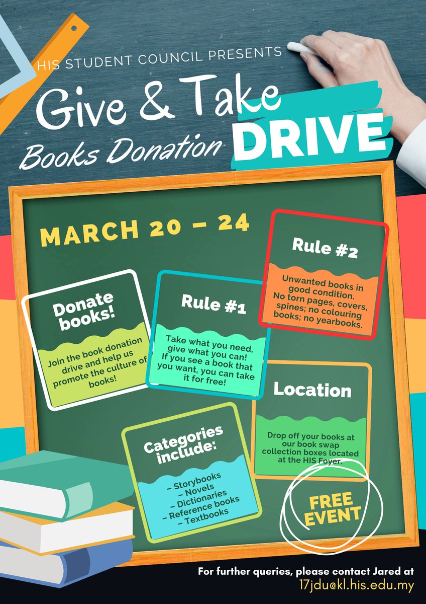 LibraryHISKL's tweet photo. The book donation is up &amp; ready this week. Spread the word out to all your kids/students! Books in good condition can be donated and exchanged with another. Take what you need, and give what you can. It's free!   @HELPISKL #HISBookDonation #HIS_Learning https://t.co/1djI088GoX