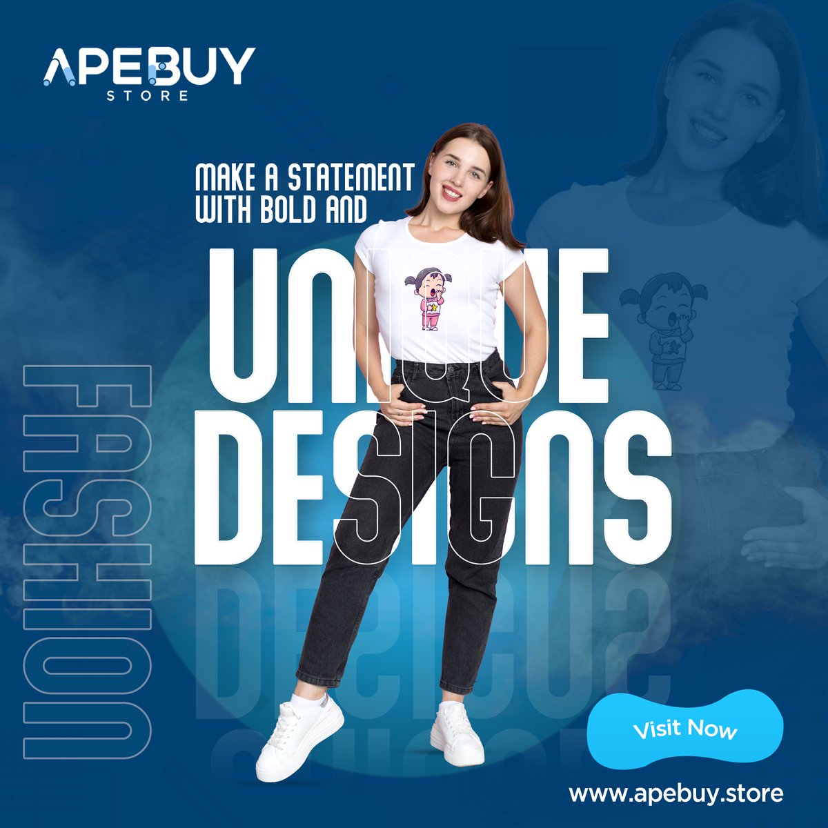 Make a statement with your wardrobe with bold and unique designs from #ApeBuy. Our women's t-shirts offer the perfect combination of style and comfort. Shop now and elevate your fashion game.  #WomensTShirts #WomensFashion #UniqueDesigns #FashionStatement #FashionTrends  #Fashion
